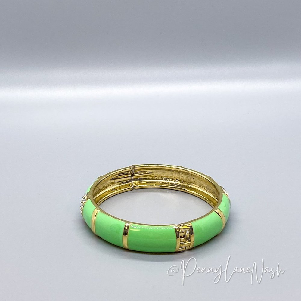Vintage Crystal Stone Cluster Stripe Bangle Bracelet - Picture 6 of 7